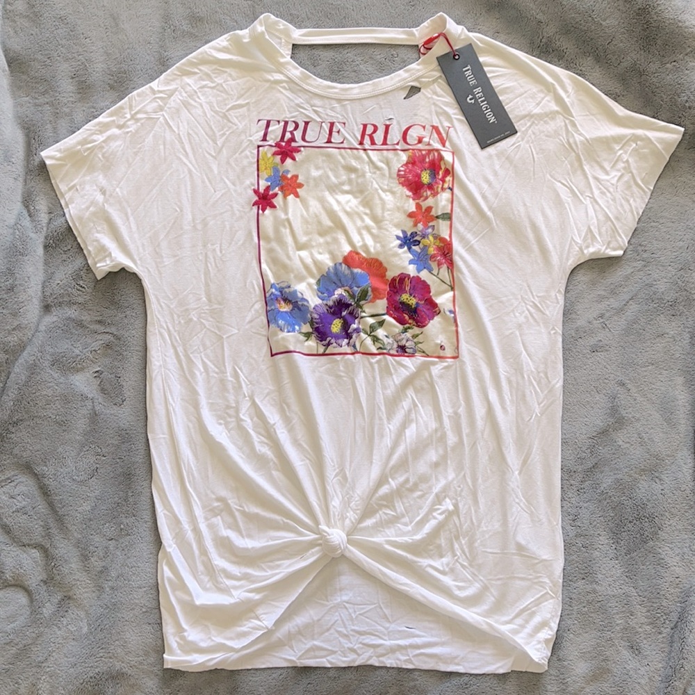 BNWT True Religion Slouchy Open Back Crew Neck Tee